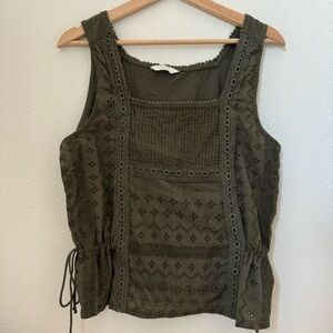 Lucky Brand eyelet and jersey tank top blouse